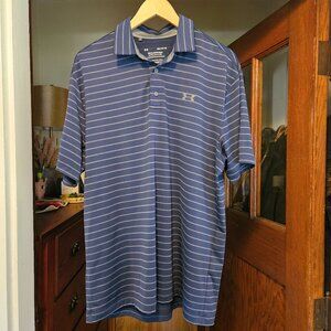 Under Armour Men's Navy Striped The Playoff Polo - Size Large